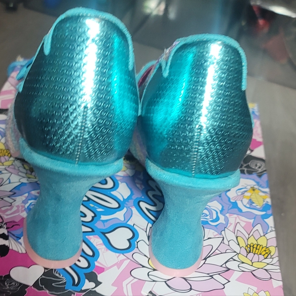 Irregular Choice Fluer De Lis Pastel Glitter Stripe With Bow Pump - Picture 3 of 7